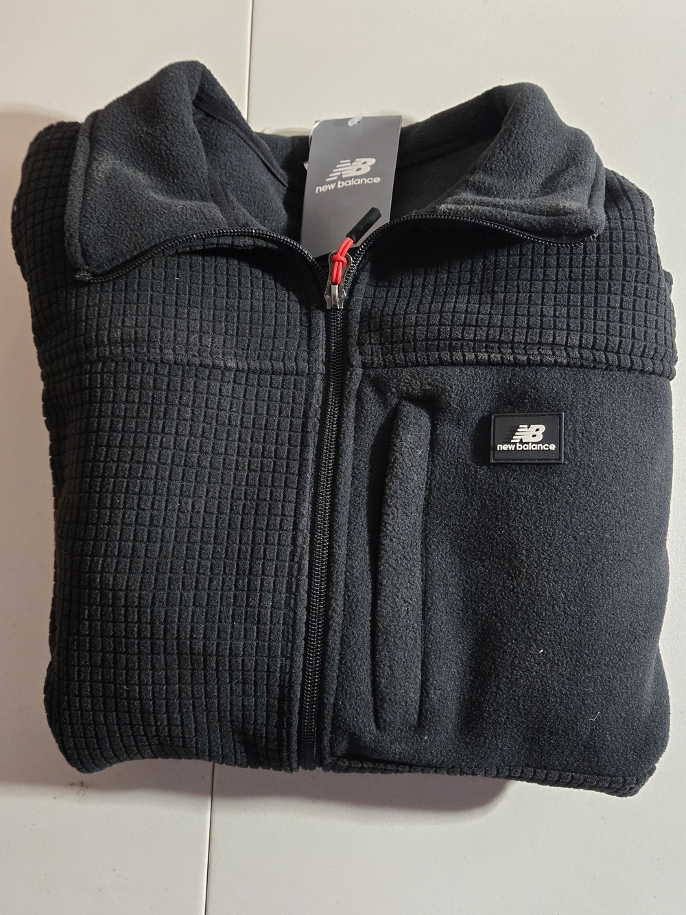 New Balance NWT Men's Waffle Knit Grid Fleece Full-Zip Jacket – Size Lg